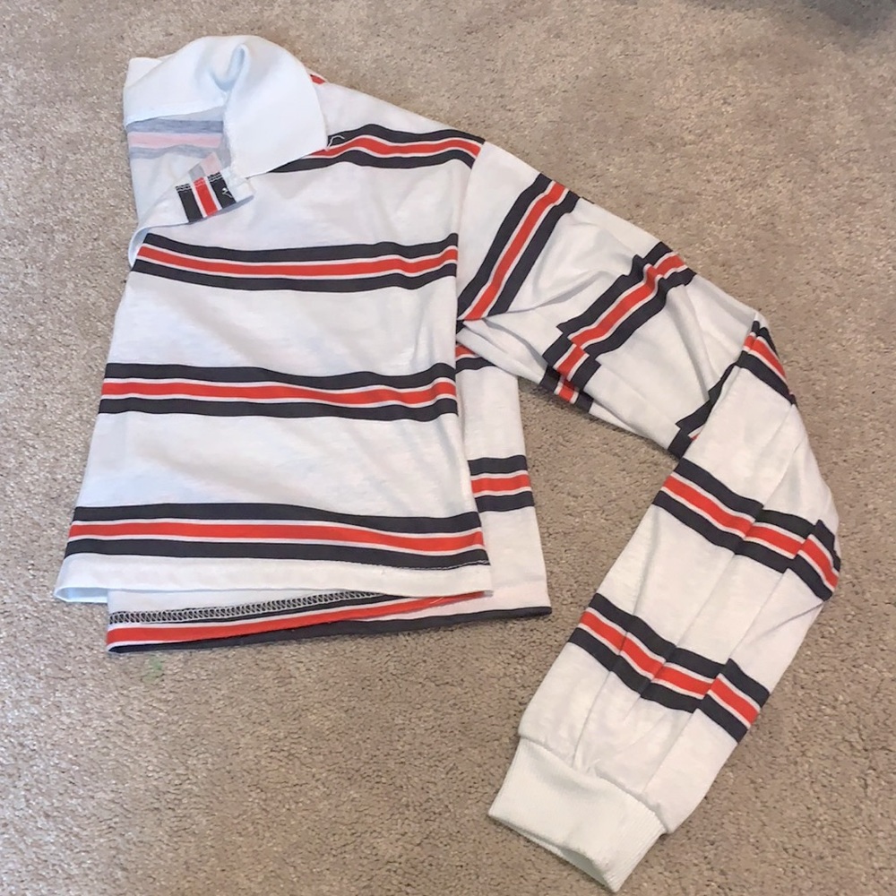Shein striped long sleeve crop top